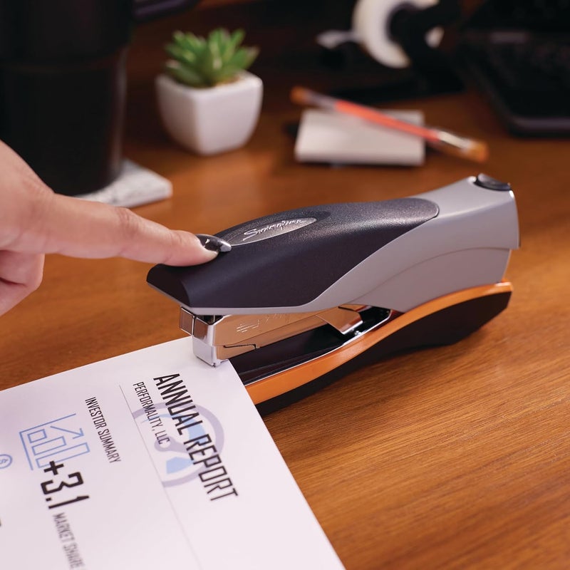 Swing Line Stapler, 40 Sheet Capacity, Optima 40, Jam Free, Reduced Effort, Soft Grip, Metal, Orange and Gray (87845) - Image 3